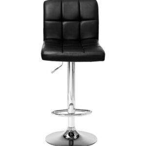 Kit 02 Banqueta Alta para Cozinha, Bancada, Bar Giratória Estofada em Couro PU - Preto