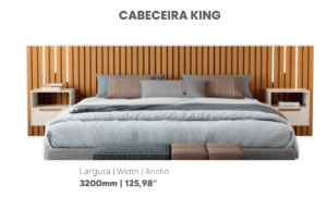 Cabeceira Ripada Maracá King Com 2 Mesa De Cabeceira com led