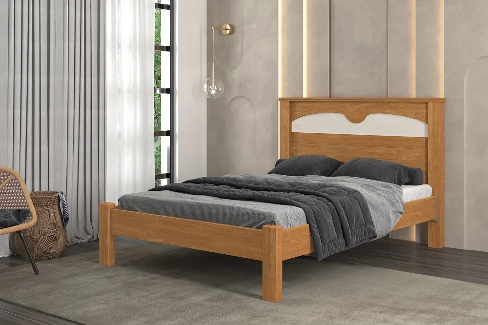 CAMA DE CASAL AMSTERDÃ CABECEIRA COM DETALHES E PES COM PROTEÇÃO CONTRA UMIDADE