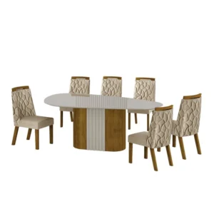 Mesa Dacota 2,00 m com vidro e tampo em acabamento orgânico