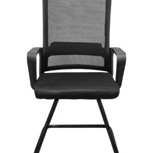 Kit 2 Cadeiras Escritório Basic Diretor Fixa Tela Mesh Preta Base Cromada PRETO