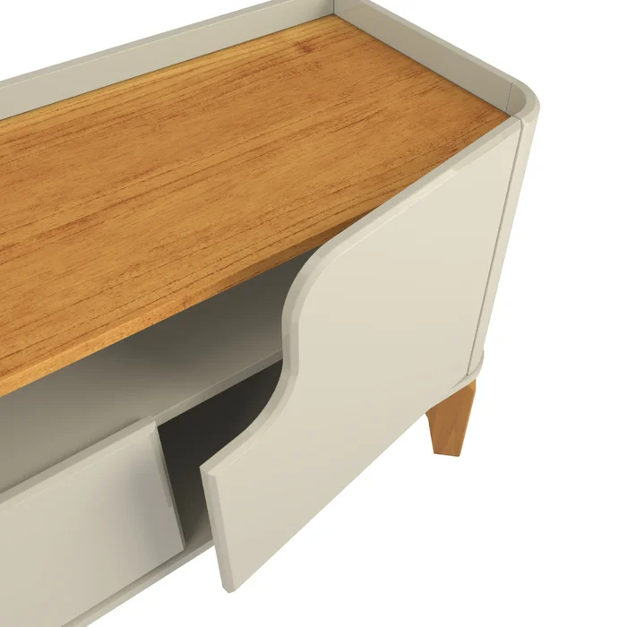 Rack Flip 1.6 para Sala de Estar - 3 Cores com 4 portas pes amadeirado e ninchos - Imagem 4