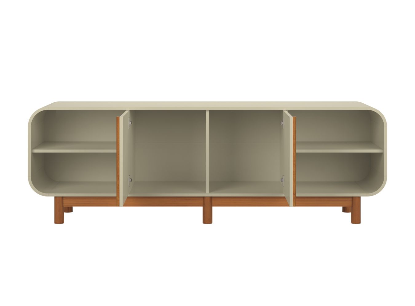 Rack Flip 1.6 para Sala de Estar - 3 Cores com 4 portas pes amadeirado e ninchos - Imagem 9