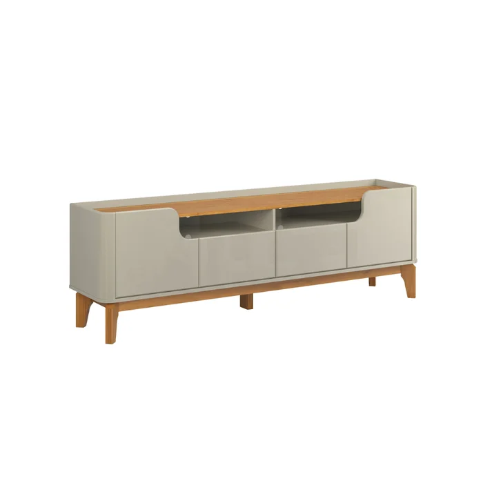 Rack Flip 1.6 para Sala de Estar - 3 Cores com 4 portas pes amadeirado e ninchos - Imagem 6