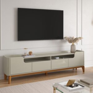 Rack Flip 1.6 para Sala de Estar - 3 Cores com 4 portas pes amadeirado e ninchos