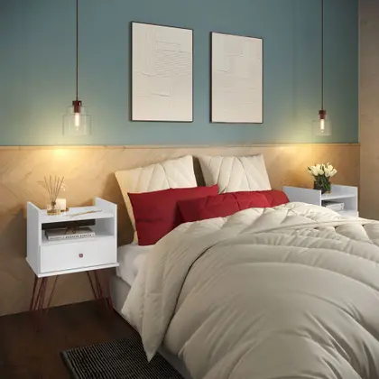 Conjunto kit 2 mesa de cabeceira retro pés palito - Imagem 2