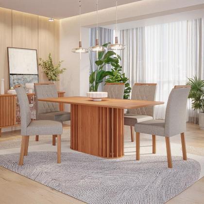 Conjunto sala de jantar Mesa Julieta 1.80 Retangular com Tampo de MDF Cinamomo e 6 Cadeiras Juliana