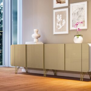 Aparador 2.20 Buffet Sala Saluti 04 Portas e Pés em Aço 100% MDF