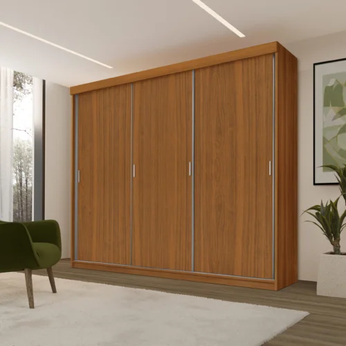 Guarda Roupa Casal Armário Imola Porta de Correr 03 portas 05 gavetas 100% Mdf