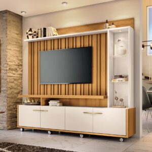 Estante Home 1.59  para TVs até 60 Polegadas Ripado LED 4 Portas Titan 100% MDF