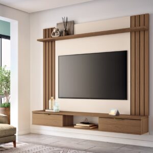 Painel Home Suspenso Solus 1.80 Tvs até 70 Polegadas 02 portas Ripado 100% MDF