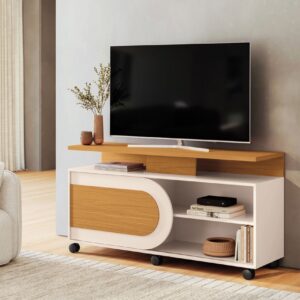 Rack Bancada Orbis 1.36 Porta de correr Cinamomo Off White 100% MDF