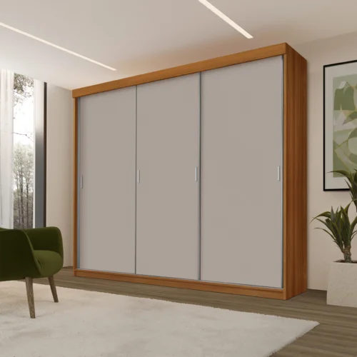 Guarda Roupa Casal Armário Imola Porta de Correr 03 portas 05 gavetas 100% Mdf - Imagem 7