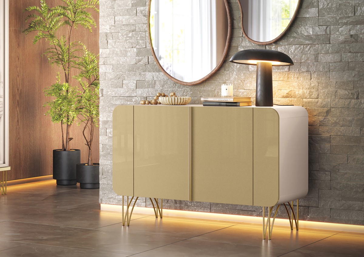 Buffet Aparador 1.10 Sala Benvenuto 02 Portas e Pés em Aço 100% MDF - Imagem 3