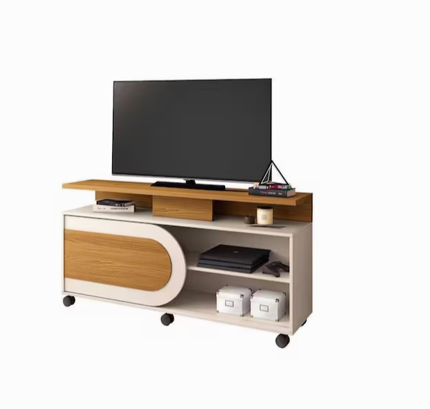 Rack Bancada Orbis 1.36 Porta de correr Cinamomo Off White 100% MDF - Imagem 3