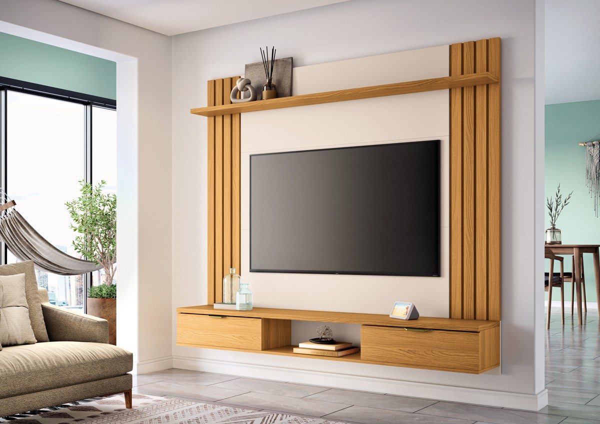 Painel Home Suspenso 1.8 para TV até 55 Polegadas com Fita LED Illusion 100% MDF - Imagem 3