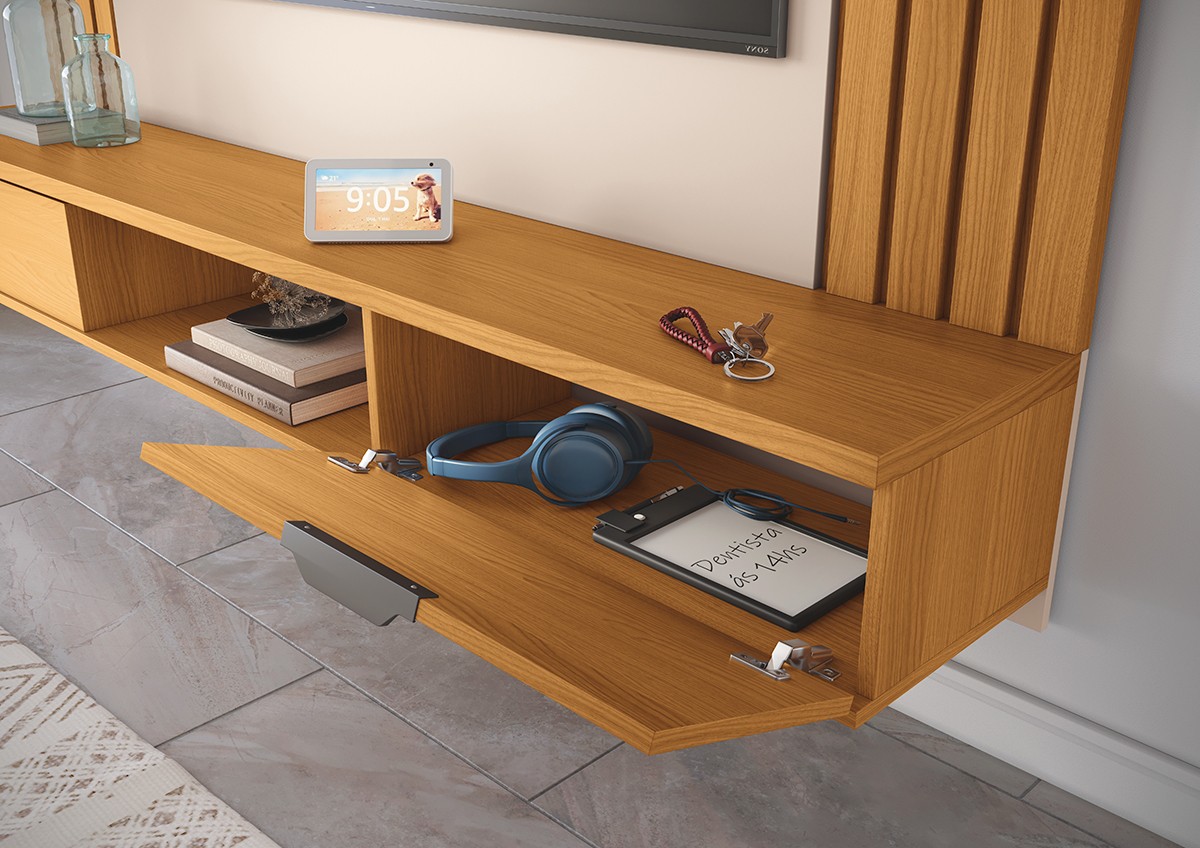 Painel Home Suspenso 1.8 para TV até 55 Polegadas com Fita LED Illusion 100% MDF - Imagem 4