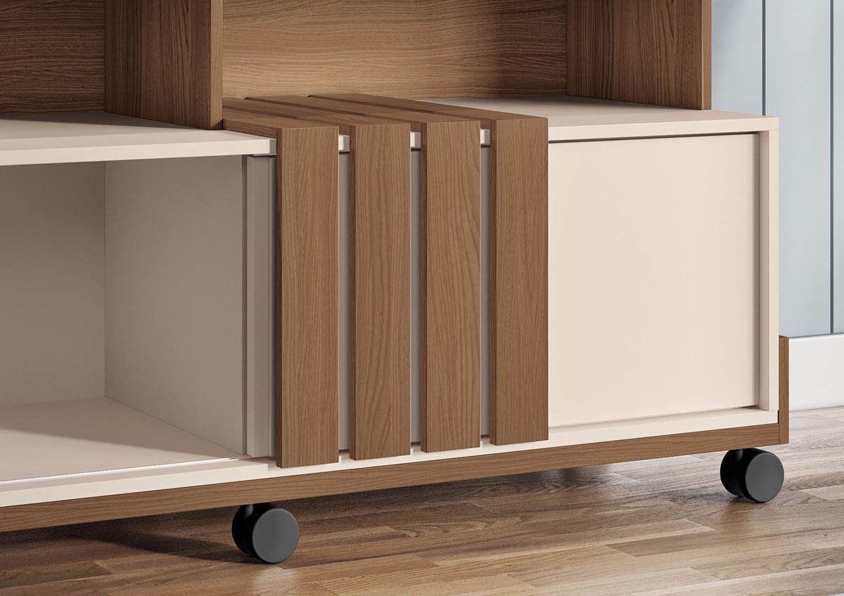 Bancada Decorativa Graci 1.30 para TVs até 70 Polegadas Ripada MDP Pés Rodízio 100% MDF - Imagem 4