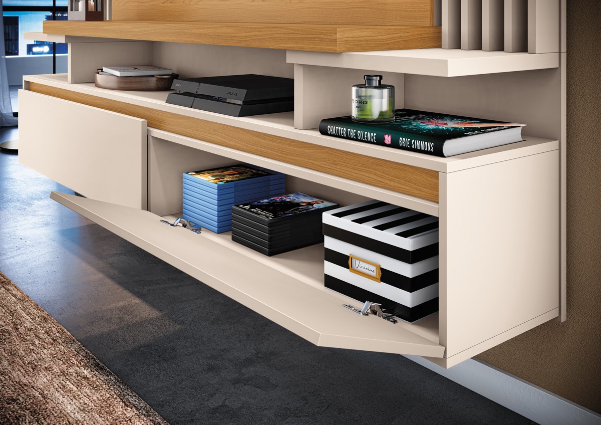 Painel Suspenso Empire 1.36 TVs com Led portas de correr Ripado 100% MDF - Imagem 4