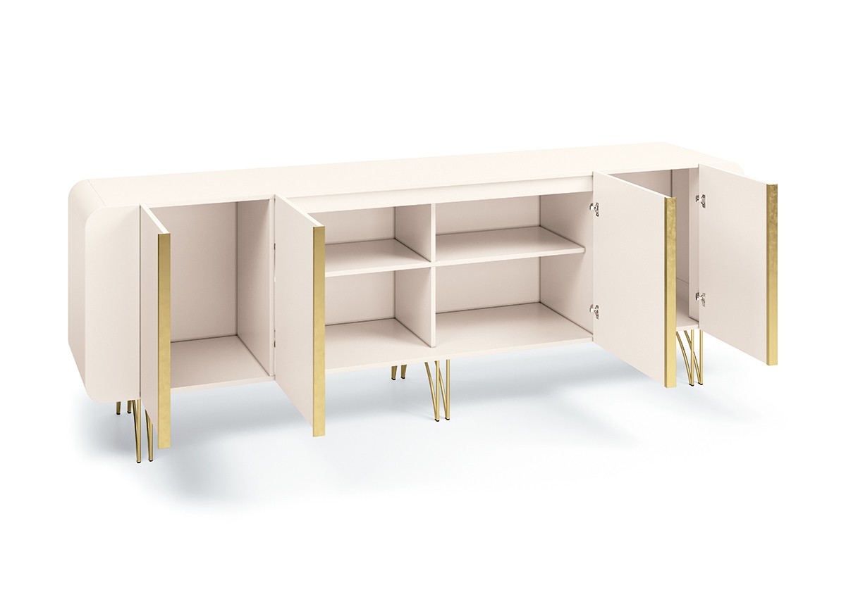 Aparador 2.20 Buffet Sala Saluti 04 Portas e Pés em Aço 100% MDF - Imagem 5