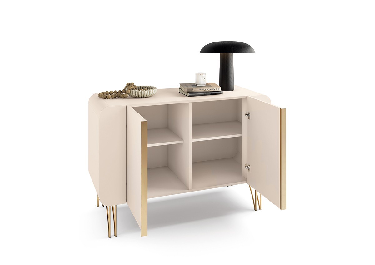 Buffet Aparador 1.10 Sala Benvenuto 02 Portas e Pés em Aço 100% MDF - Imagem 5