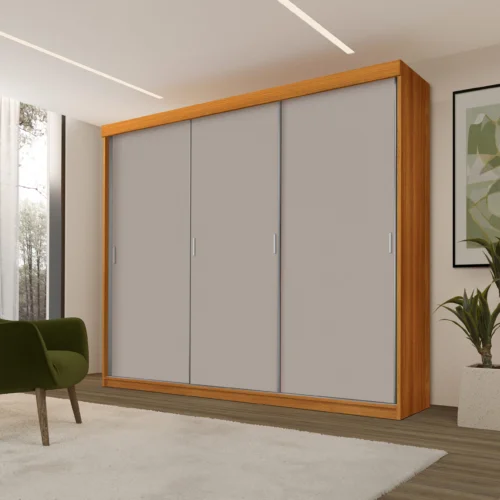 Guarda Roupa Casal Armário Imola Porta de Correr 03 portas 05 gavetas 100% Mdf - Imagem 4