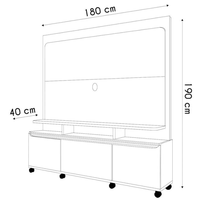 Estante Home Theater 1.70 Quantum para TVs 02 portas 01 gaveta Luminárias Led 100% MDF - Imagem 6