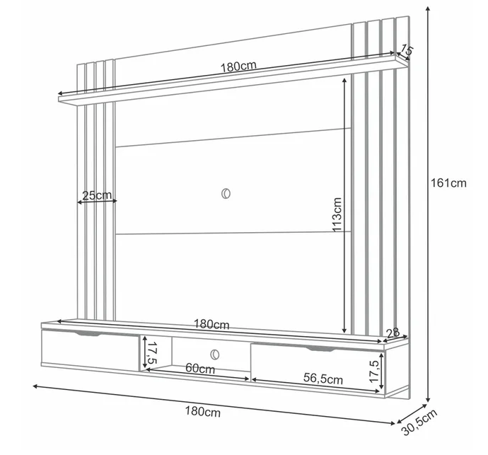 Painel Home Suspenso 1.8 para TV até 55 Polegadas com Fita LED Illusion 100% MDF - Imagem 6