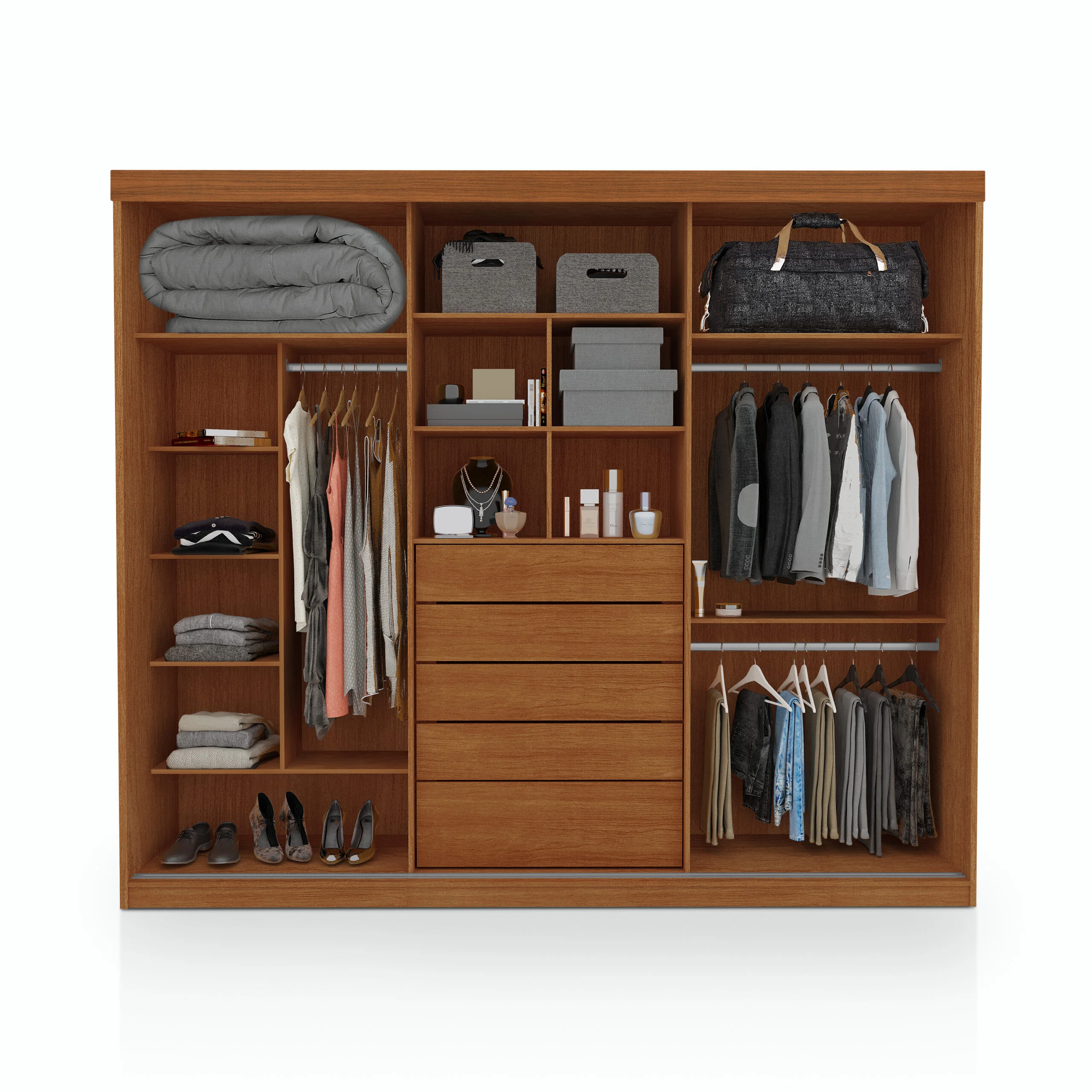 Guarda Roupa Casal Armário Imola Porta de Correr 03 portas 05 gavetas 100% Mdf - Imagem 8