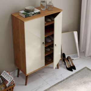 Sapateira Multiuso Spazio 02 Portas pés palito 5 divisões em mdf