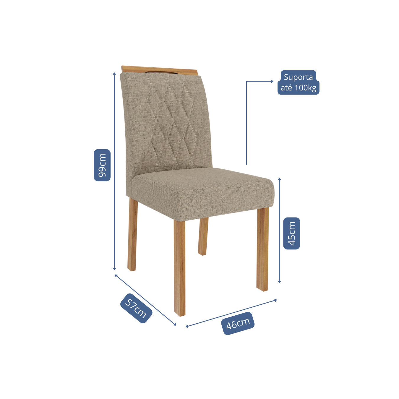 Conjunto de Mesa Julieta Retangular 1.30 com Tampo de MDF Cinamomo e 4 Cadeiras Juliana - Imagem 5