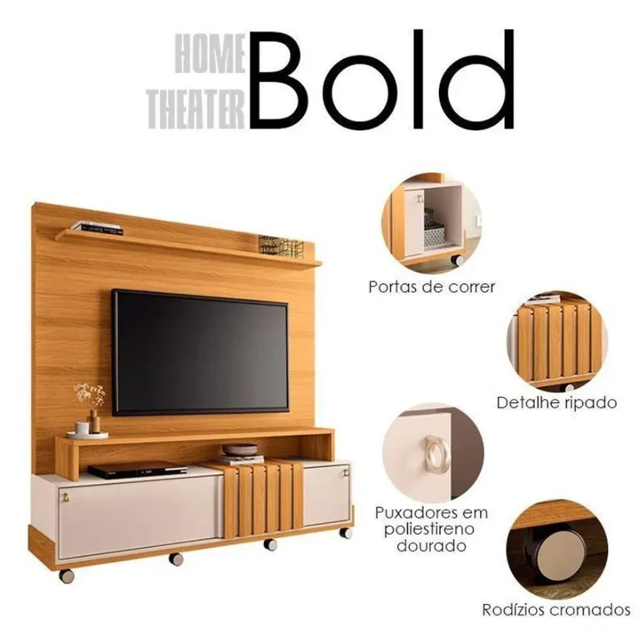 Estante Home 1.80 Theater Ambiente Bold 02 portas 100% MDF - Imagem 8