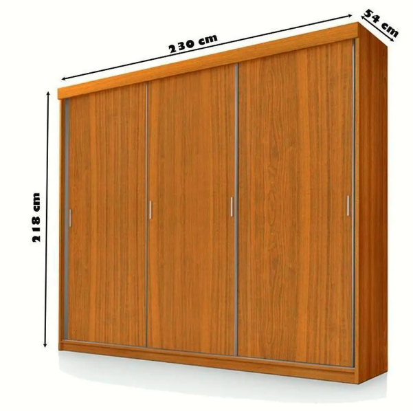 Guarda Roupa Casal Armário Imola Porta de Correr 03 portas 05 gavetas 100% Mdf - Imagem 10