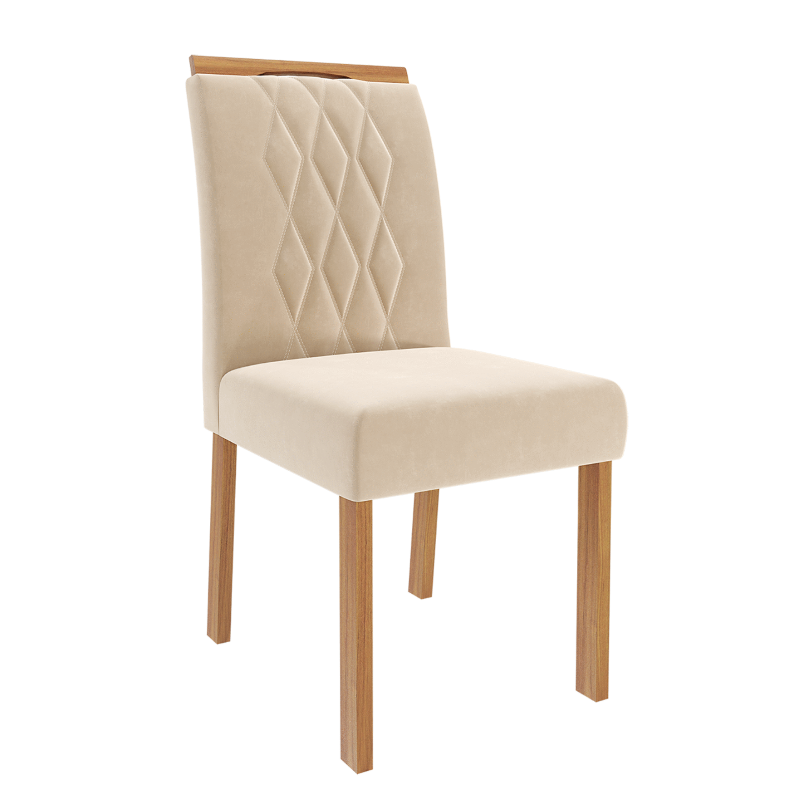 Conjunto de Mesa Julieta Retangular 1.60 com Tampo de MDF Cinamomo / off white com vidro e 6 Cadeiras Juliana - Imagem 7