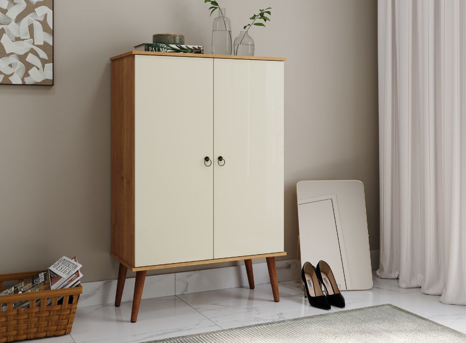 Sapateira Multiuso Spazio 02 Portas pés palito 5 divisões em mdf - Imagem 2