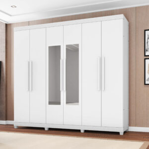 Guarda-Roupa Amsterdã 06 portas 04 gavetas Kit Espelho Opcional 100% MDF