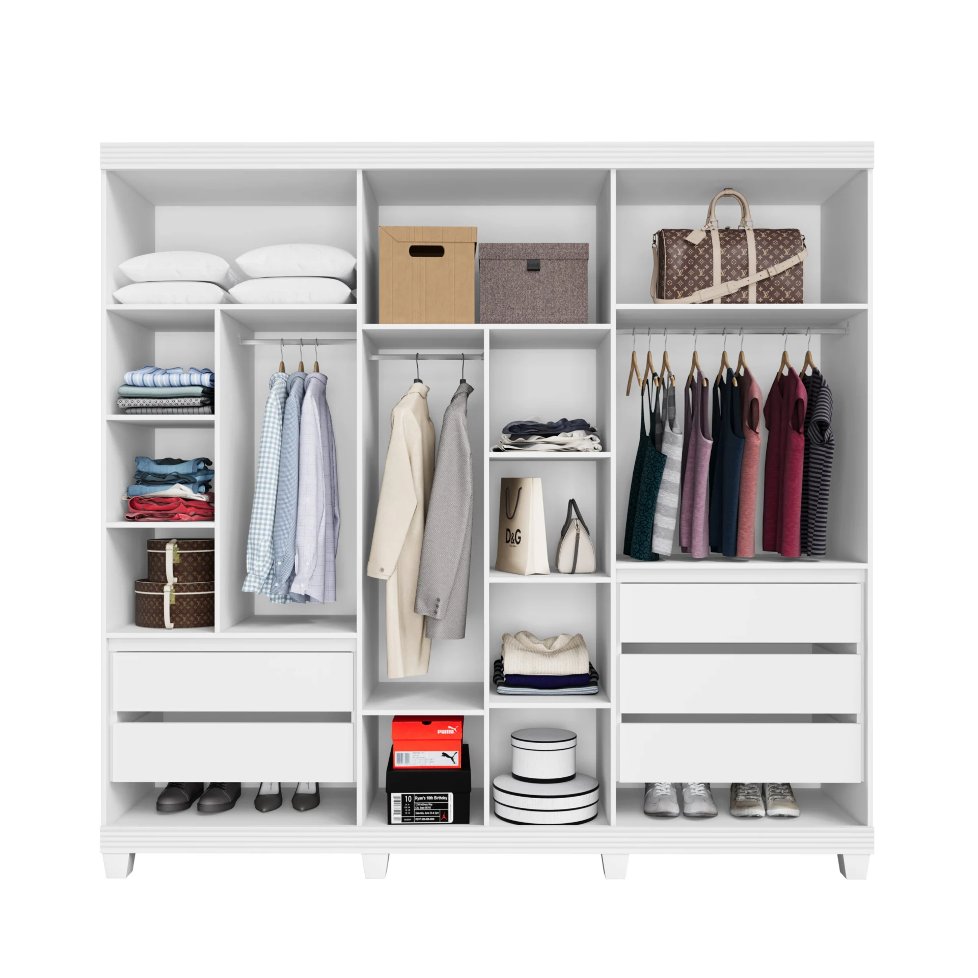 Guarda Roupa Asturias 06 portas 05 gavetas Kit Espelho Opcional 100% MDF - Imagem 10