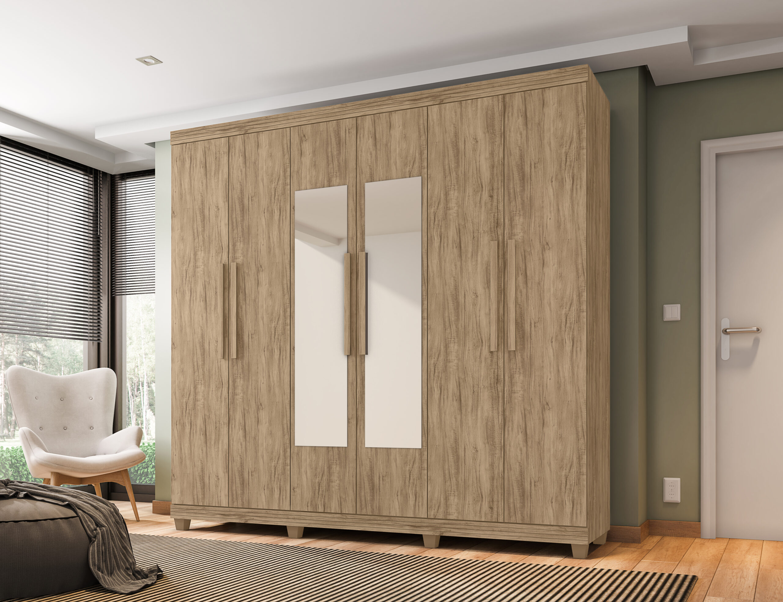 Guarda Roupa Berlim 06 gavetas 03 gavetas Kit Espelho 100% MDF KIT Espelhos - Imagem 3