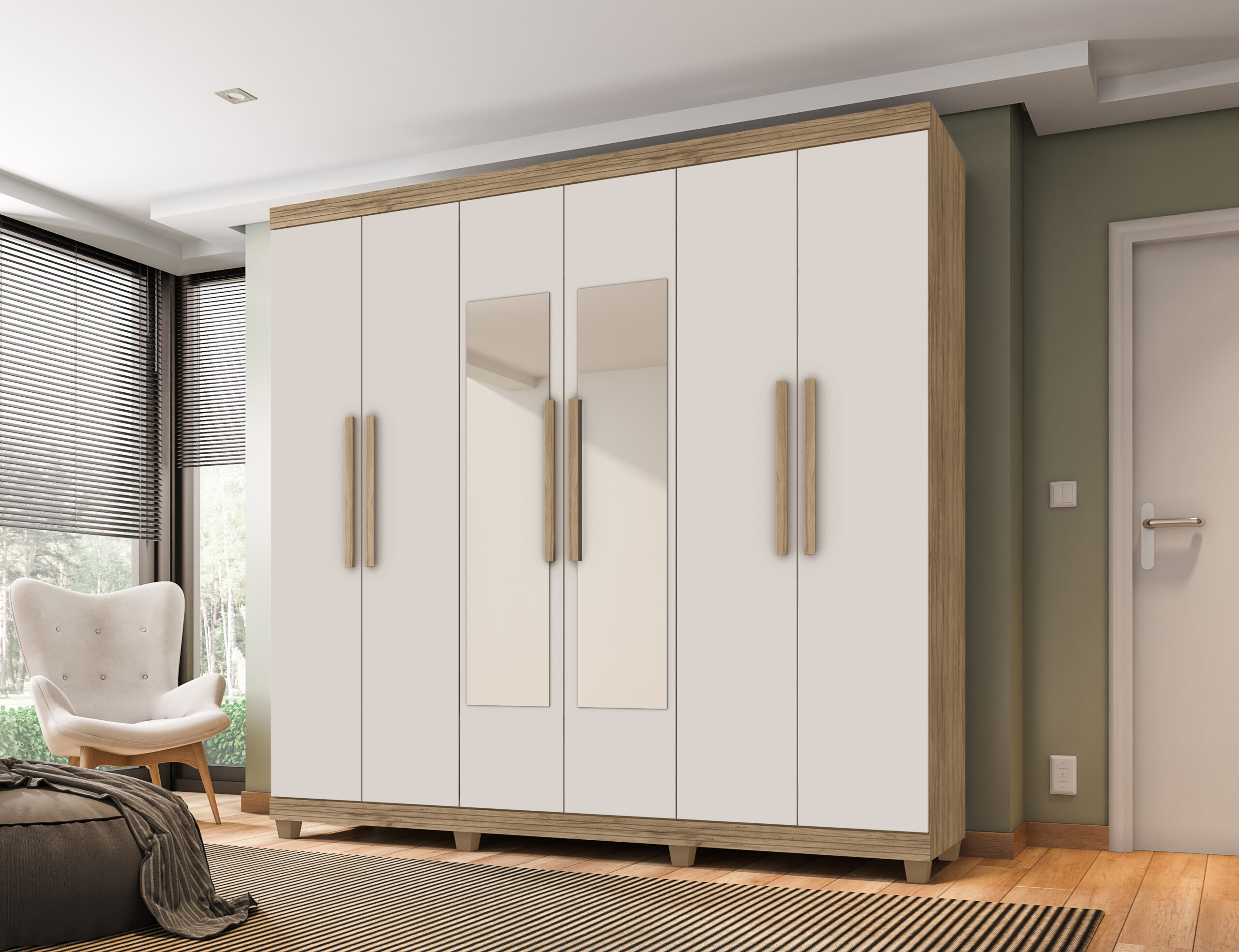 Guarda Roupa Berlim 06 gavetas 03 gavetas Kit Espelho 100% MDF KIT Espelhos - Imagem 4