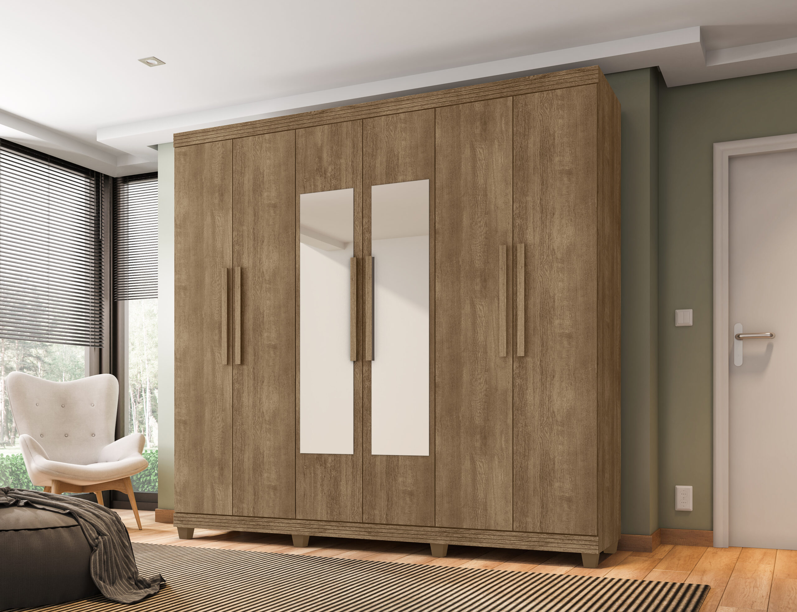 Guarda Roupa Berlim 06 gavetas 03 gavetas Kit Espelho 100% MDF KIT Espelhos - Imagem 7