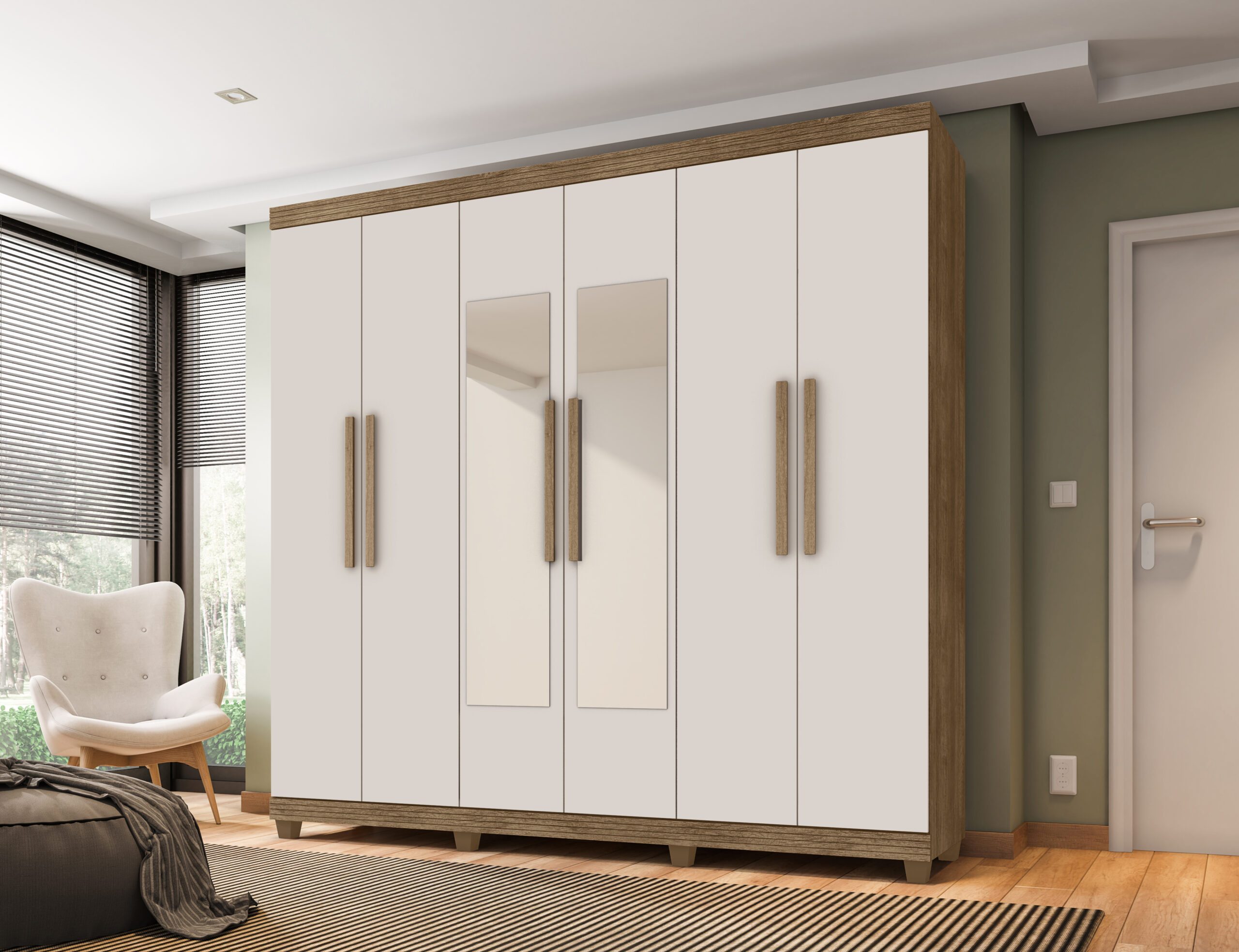 Guarda Roupa Berlim 06 gavetas 03 gavetas Kit Espelho 100% MDF KIT Espelhos