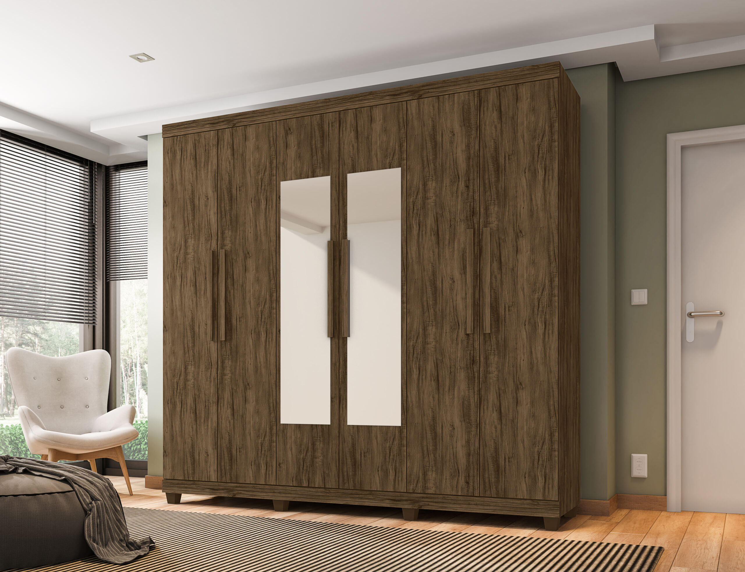 Guarda Roupa Berlim 06 gavetas 03 gavetas Kit Espelho 100% MDF KIT Espelhos - Imagem 5