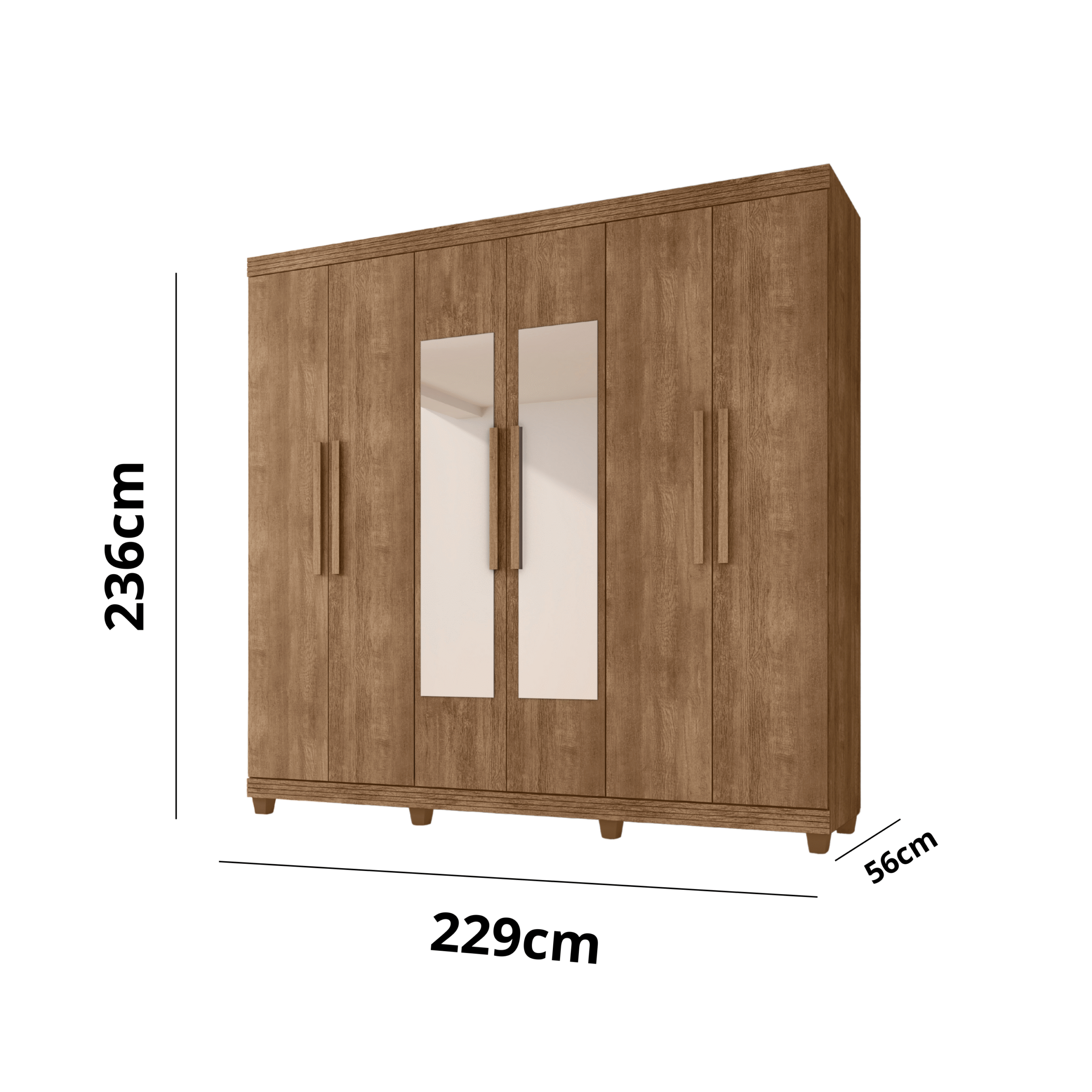 Guarda Roupa Berlim 06 gavetas 03 gavetas Kit Espelho 100% MDF KIT Espelhos - Imagem 10