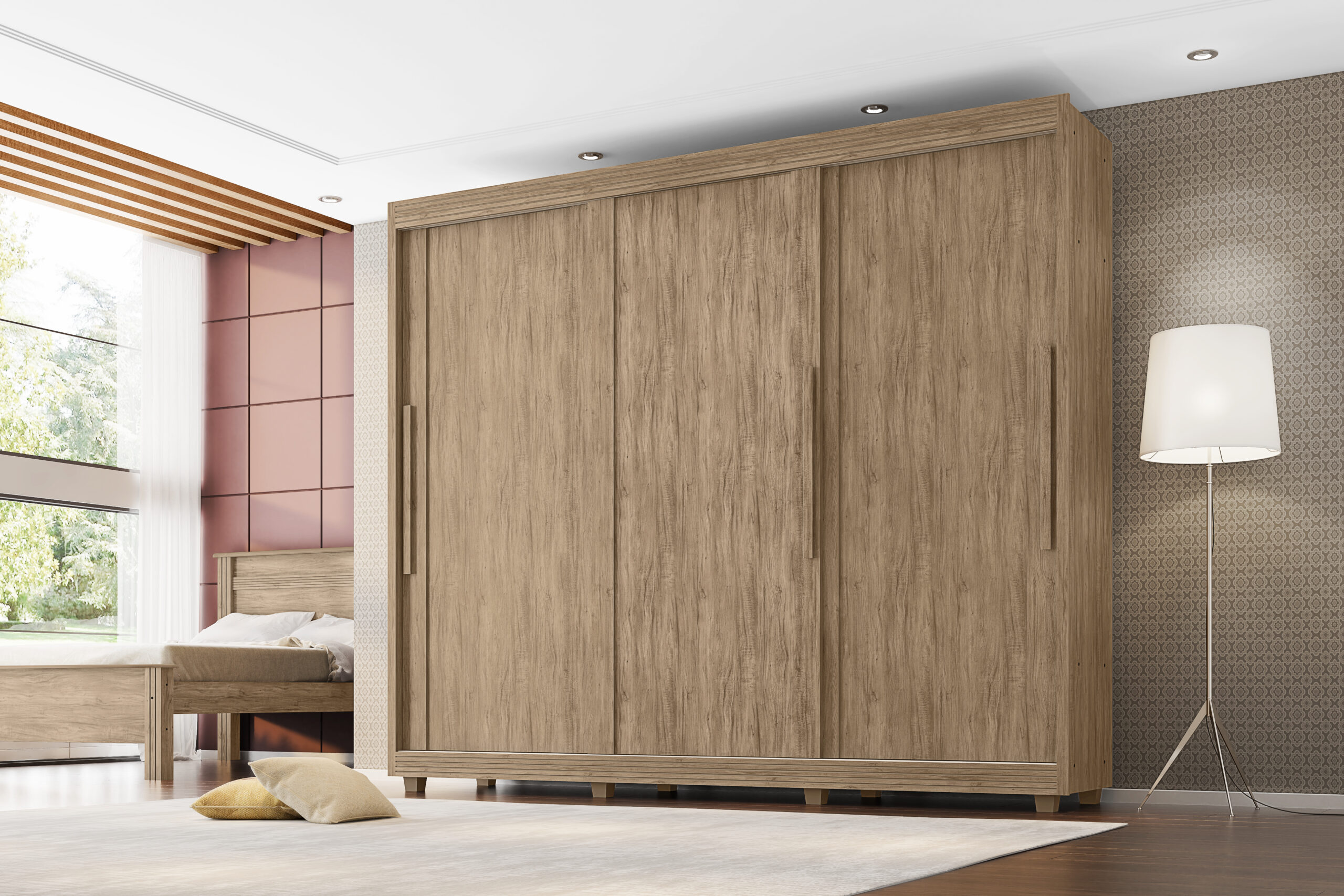 Guarda Roupa Milão 03 portas de correr 05 gavetas 100% MDF - Imagem 2