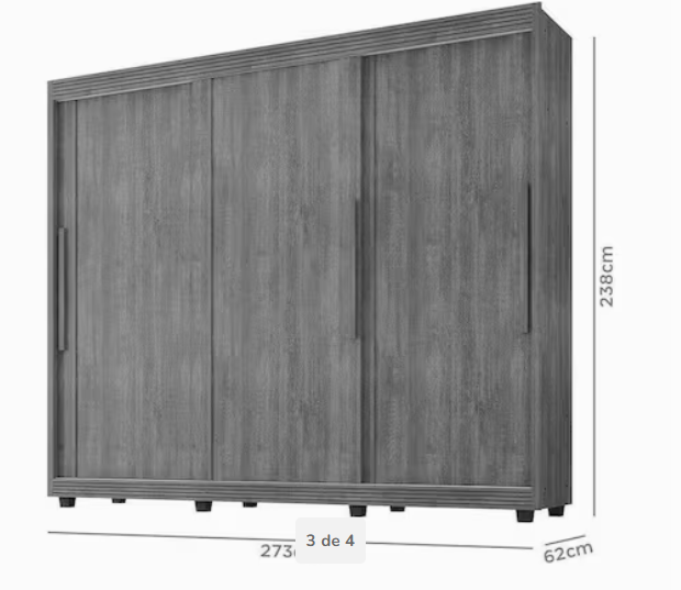 Guarda Roupa Milão 03 portas de correr 05 gavetas 100% MDF - Imagem 10