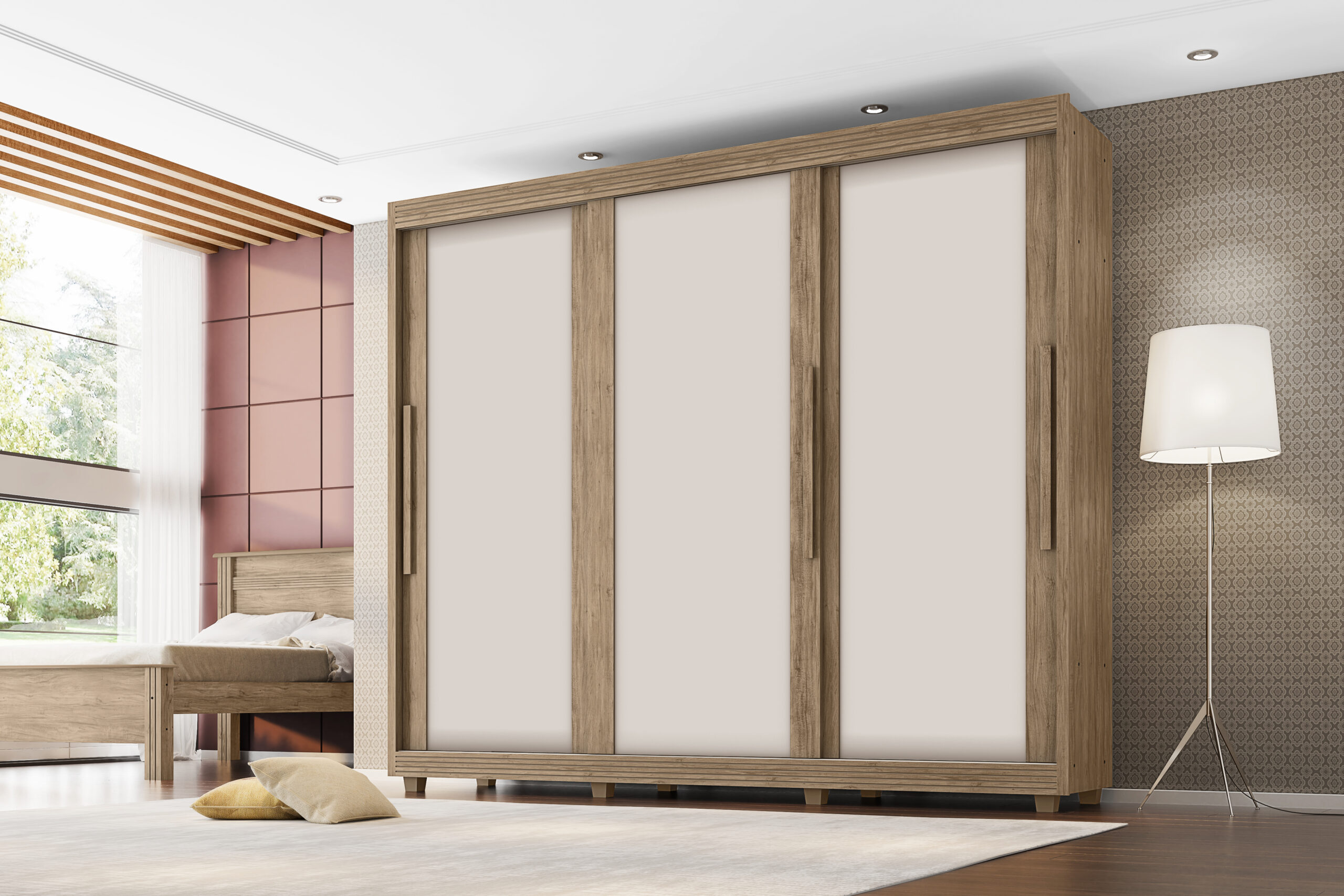 Guarda Roupa Milão 03 portas de correr 05 gavetas 100% MDF - Imagem 3