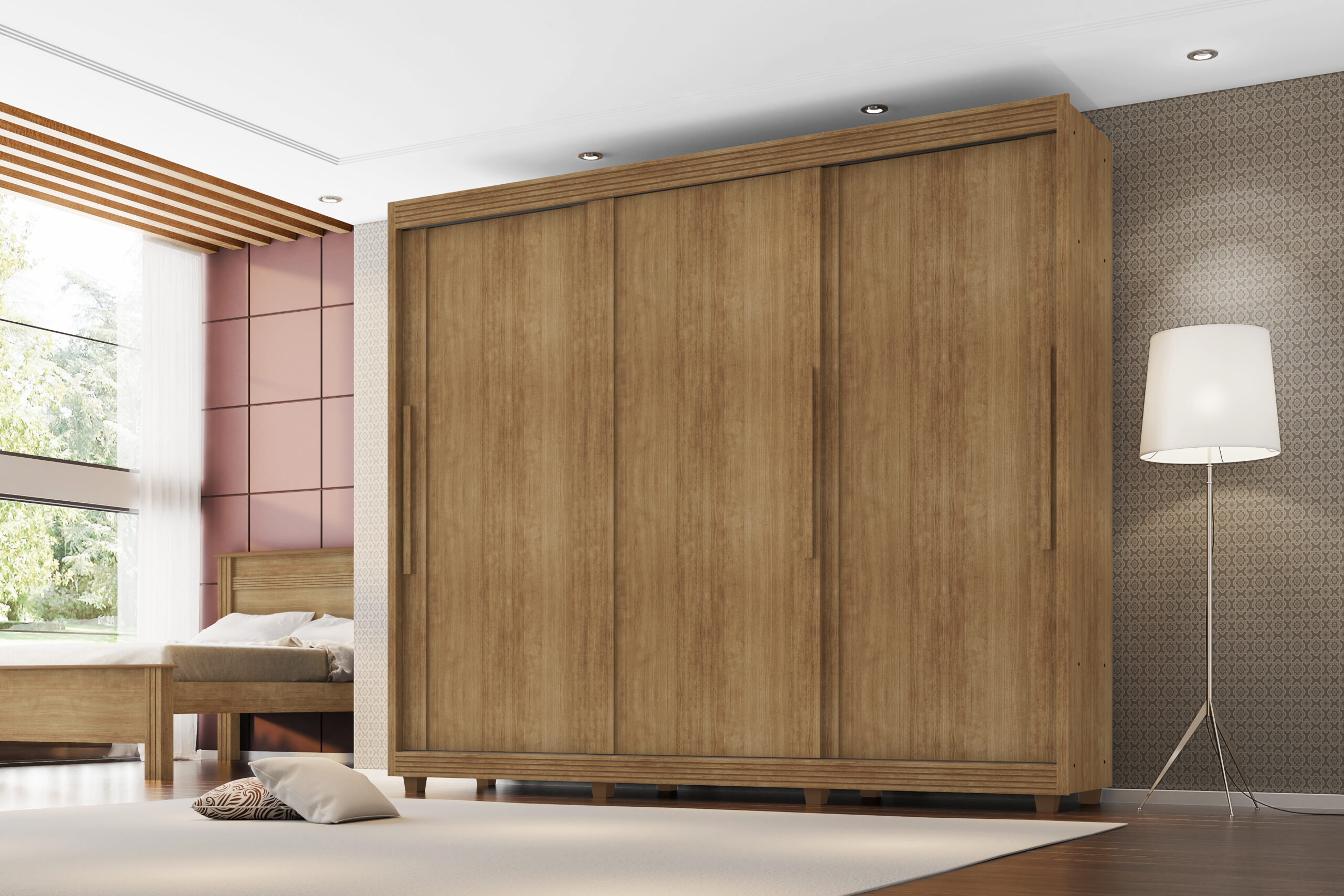 Guarda Roupa Milão 03 portas de correr 05 gavetas 100% MDF - Imagem 6