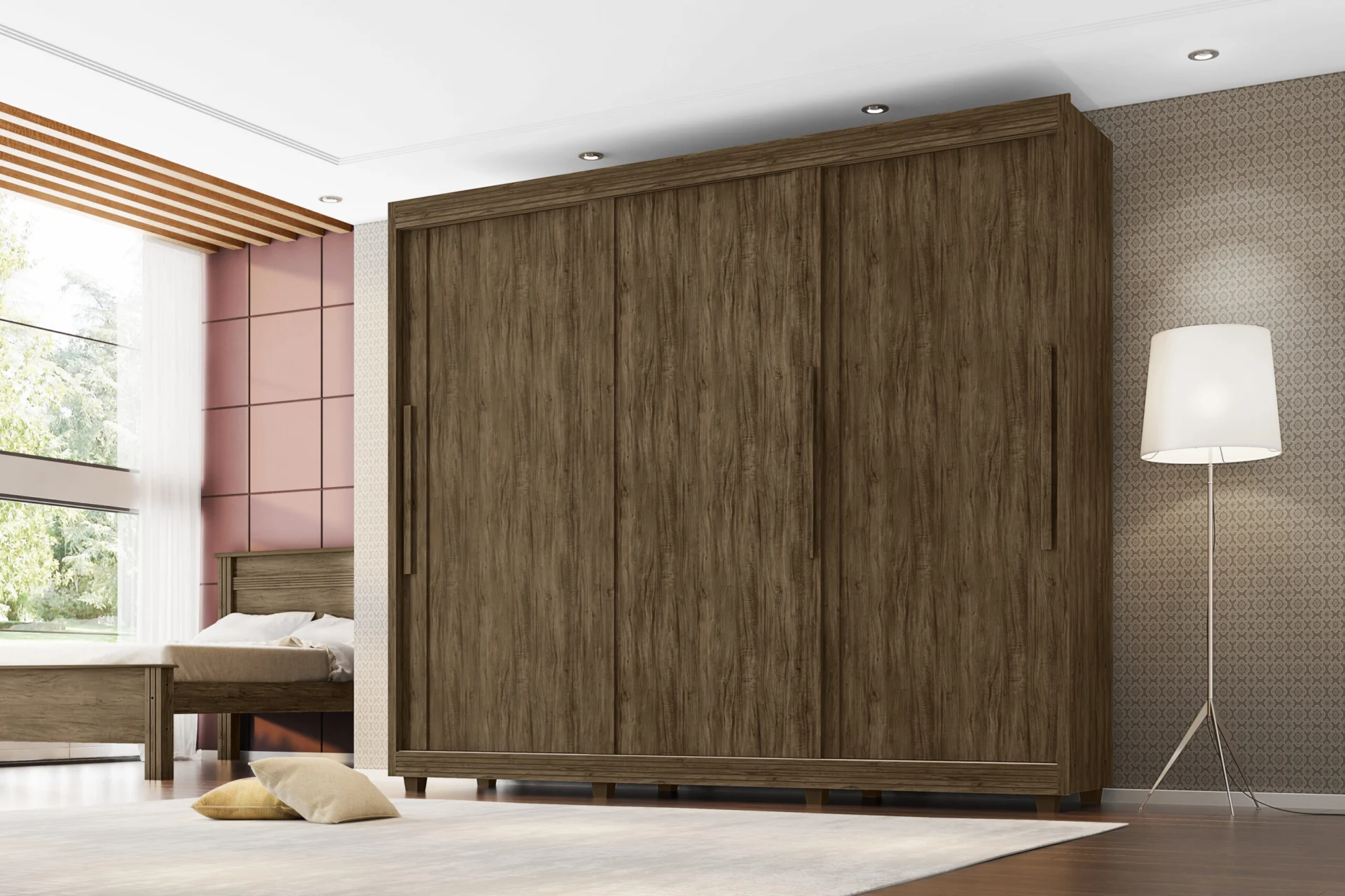 Guarda Roupa Milão 03 portas de correr 05 gavetas 100% MDF - Imagem 4