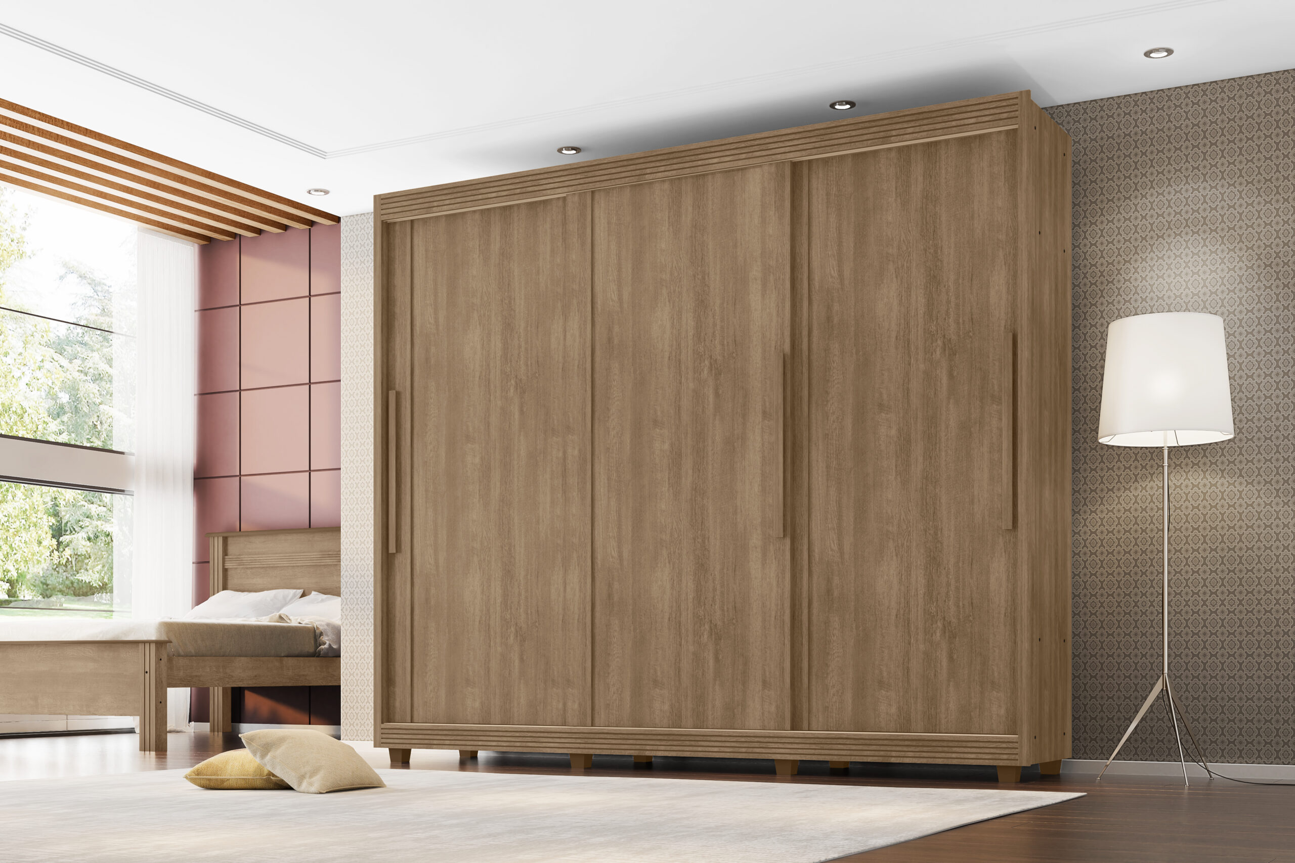 Guarda Roupa Milão 03 portas de correr 05 gavetas 100% MDF - Imagem 8