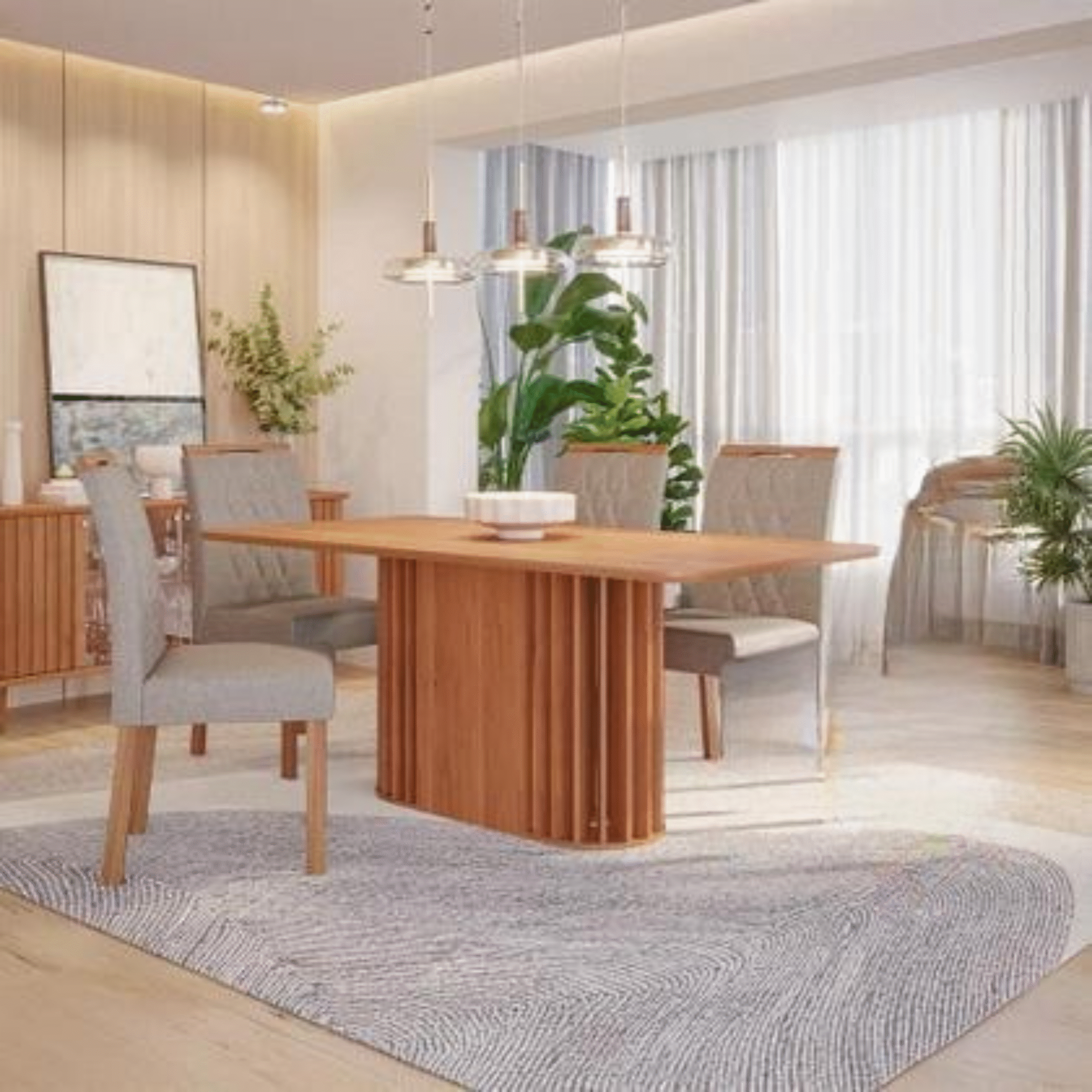 Conjunto de Mesa Julieta Retangular 1.30 com Tampo de MDF Cinamomo e 4 Cadeiras Juliana